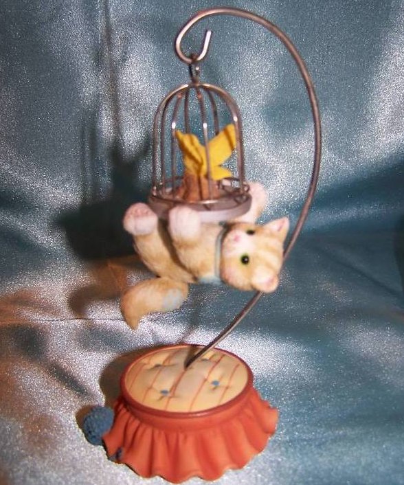 Hungry Kitten Cat and Bird by Priscilla Hillman, Enesco