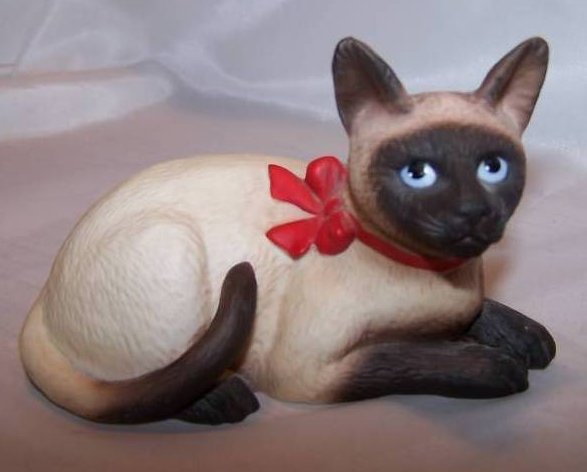 Siamese Cat Kitten Kitty w Red Bow Figurine, Schmid