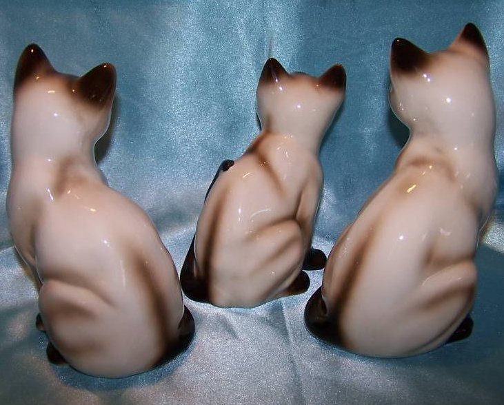 Image 1 of Siamese Kitten Kitty Cat Ceramic Figurine Set of 3