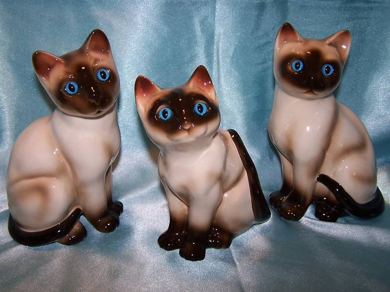 Image 3 of Siamese Kitten Kitty Cat Ceramic Figurine Set of 3