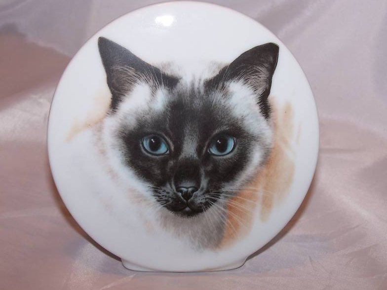 Siamese Cat Kitten Plaque, Red Stamped Japan