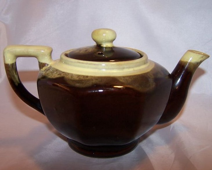 Image 2 of Brown Glaze w Green Dripwear Teapot, Tea Pot