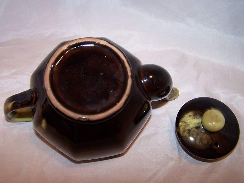 Image 5 of Brown Glaze w Green Dripwear Teapot, Tea Pot
