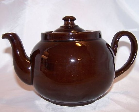 Image 2 of 2 C Dark Brown Teapot, Tea Pot w Knobbed Lid, England