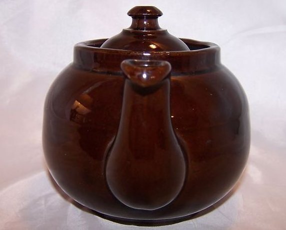 Image 3 of 2 C Dark Brown Teapot, Tea Pot w Knobbed Lid, England