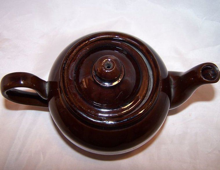 Image 4 of 2 C Dark Brown Teapot, Tea Pot w Knobbed Lid, England