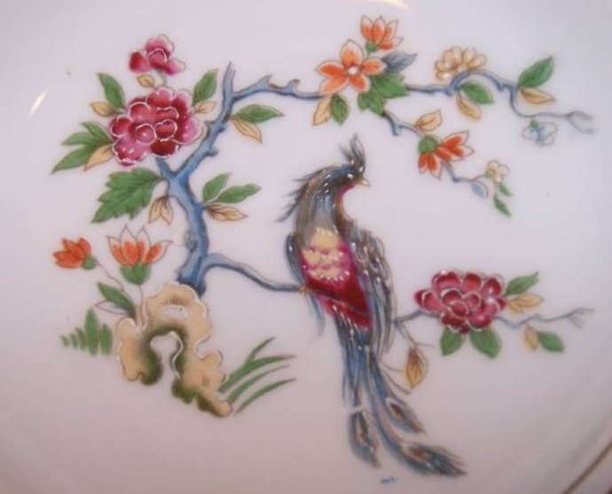 Image 1 of Bird Flower Ashtray Ash Tray Pin Dish Japan Wreath and Shamrock