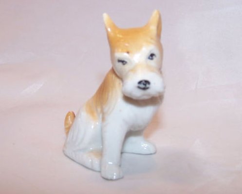 Terrier Dog, Puppy, Brown and White, Vintage Japan Japanese