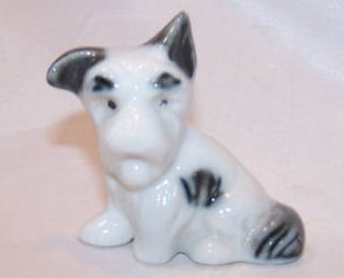 Scottie Dog Puppy, White and Black, Vintage Japan Japanese