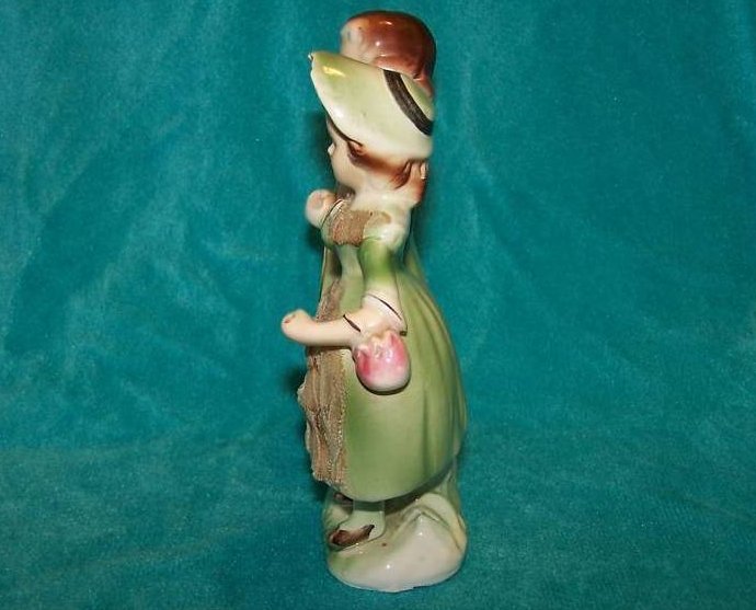 Image 1 of Colonial Couple Porcelain Figurine w Lace, Gold, Vintage