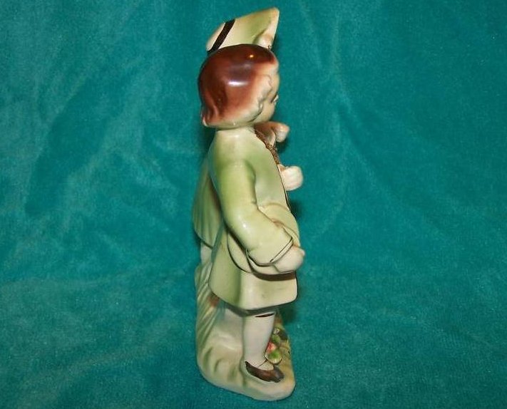 Image 3 of Colonial Couple Porcelain Figurine w Lace, Gold, Vintage