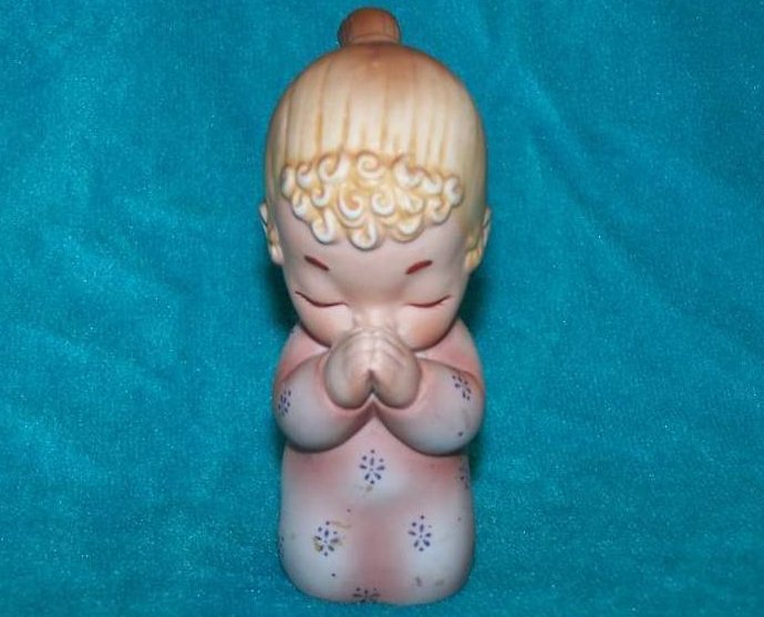 Praying Kneeling Girl Figurine, Blonde Curly Haired