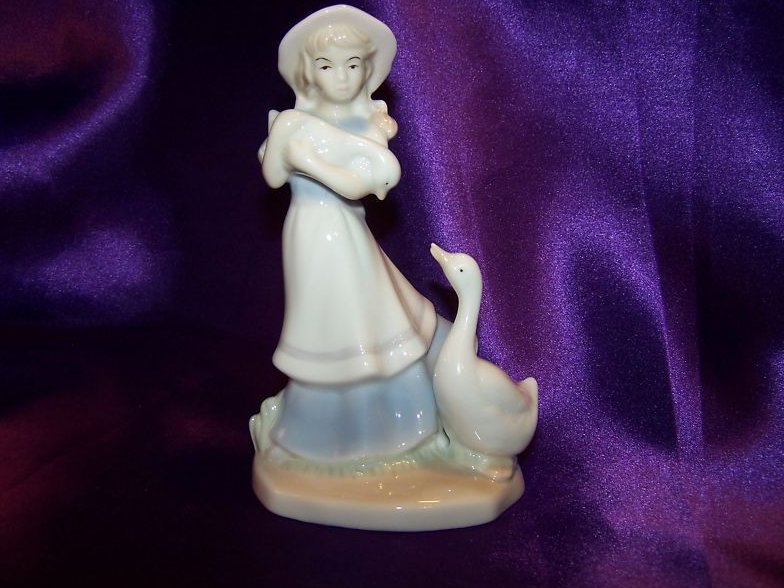 Goose Girl with Gosling, Mother Goose Figurine