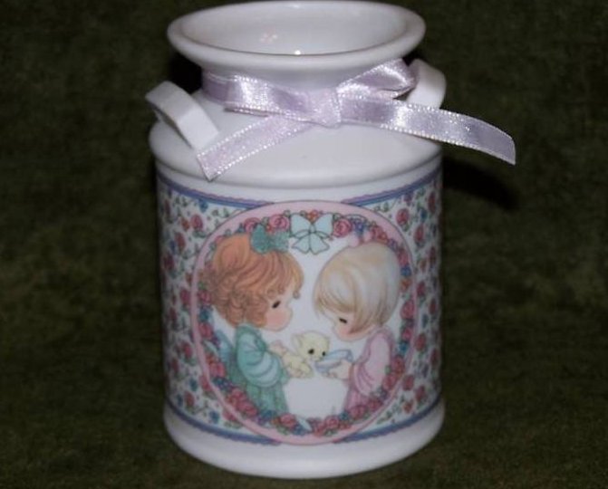 Precious Moments Kitten Milk Can, Vase, Pencil Cup