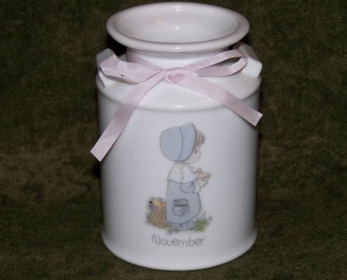 Precious Moments November Milk Can Vase Pencil Cup