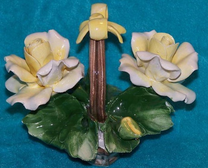 Image 2 of Capodimonte Basket of Yellow Roses, Rose, Rosebuds