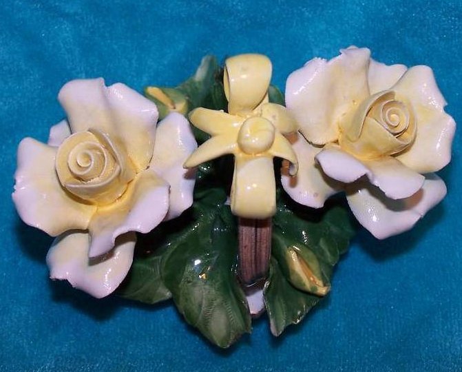 Image 4 of Capodimonte Basket of Yellow Roses, Rose, Rosebuds