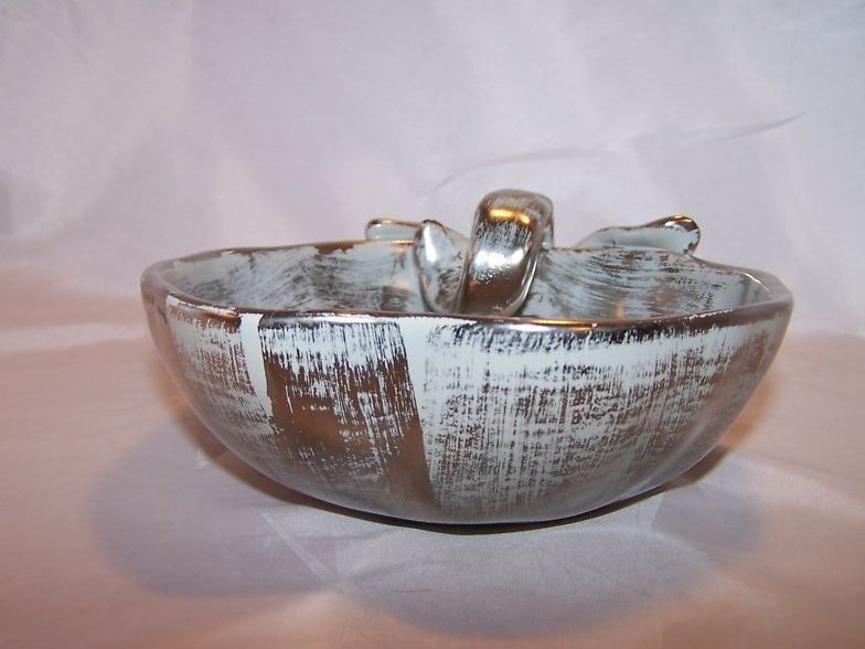 Image 3 of Hand Painted Stangl 3785 Colonial Silver Apple Bowl
