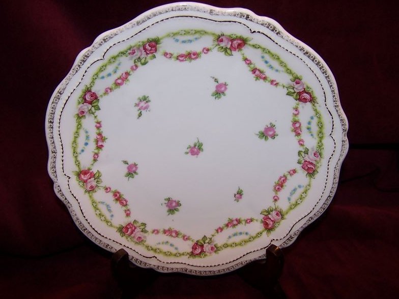 O & EG Royal Austria Plate w Gold, Roses, Flowers