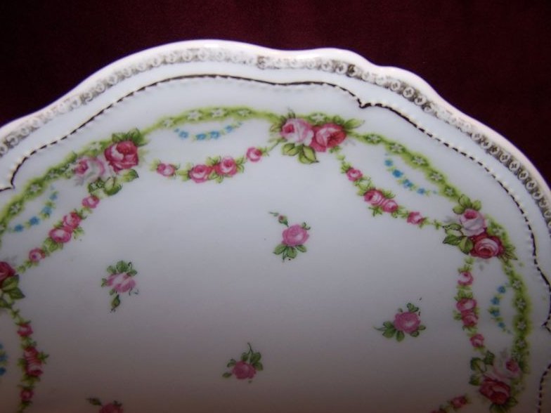 Image 1 of O & EG Royal Austria Plate w Gold, Roses, Flowers