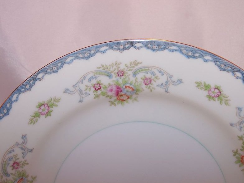 Image 1 of Floral and Blue Lace Mikado China Dinner Plate, Japan