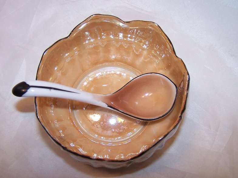 Image 3 of Iridescent Small Serving Bowl with Spoon, Noritake Japan, M