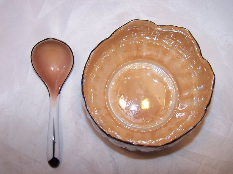 Image 4 of Iridescent Small Serving Bowl with Spoon, Noritake Japan, M
