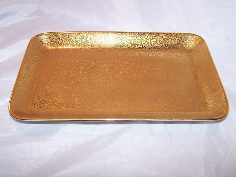 Wheeling Decorating Co Gold Birds and Flowers Tray