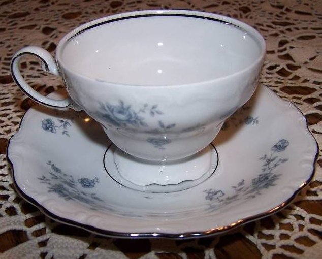 Image 1 of  Johann Haviland Tea Cup, Saucer, Rose and Vine, Rough Rim