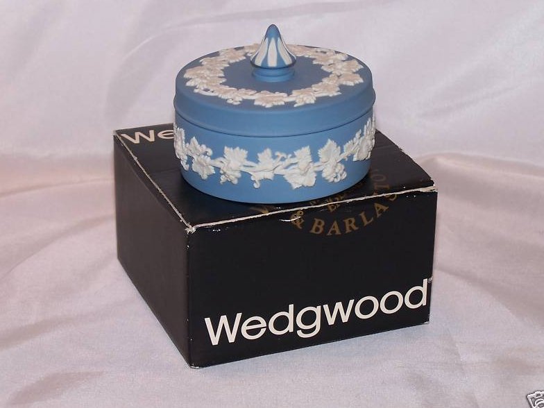 Wedgwood Blue and White Jasperware Covered Dish 