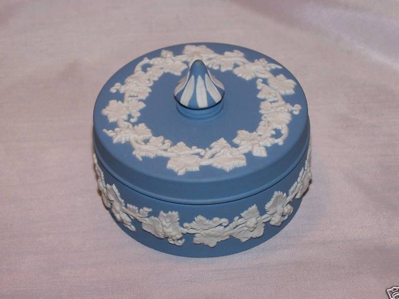 Image 1 of Wedgwood Blue and White Jasperware Covered Dish 