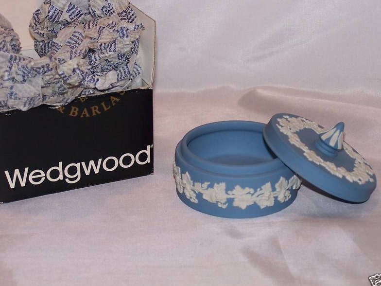 Image 2 of Wedgwood Blue and White Jasperware Covered Dish 