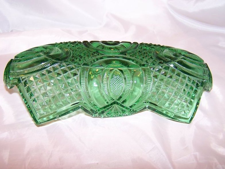 Image 1 of Vintage English Hobnail Green Folded Glass Bowl, Jubilee McKee