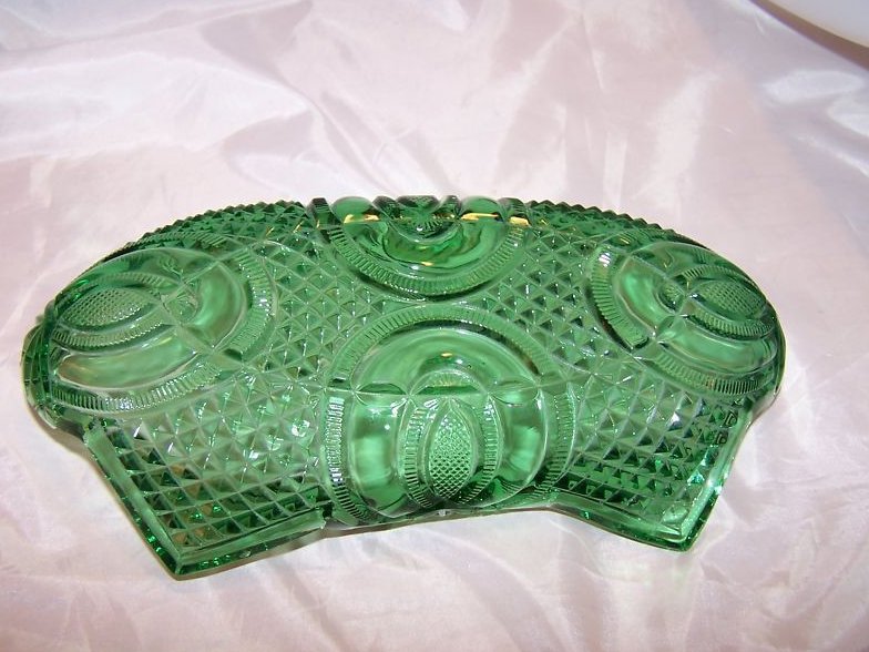 Image 3 of Vintage English Hobnail Green Folded Glass Bowl, Jubilee McKee