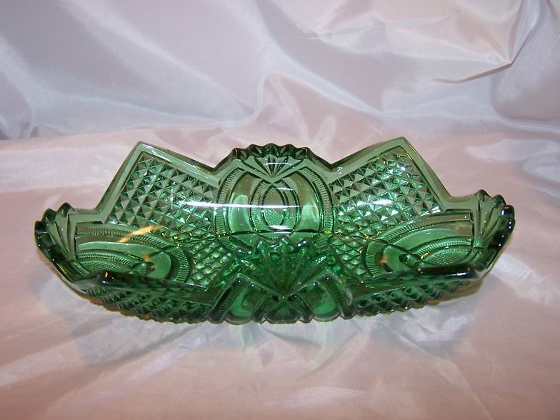 Image 4 of Vintage English Hobnail Green Folded Glass Bowl, Jubilee McKee