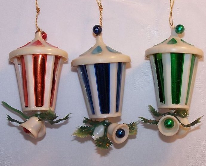 Image 0 of Vintage Foil and Plastic Lamps with Bells Christmas Ornaments