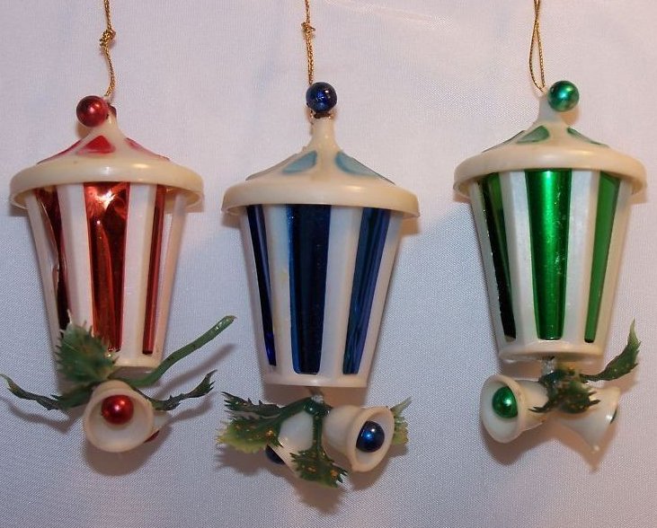 Image 2 of Vintage Foil and Plastic Lamps with Bells Christmas Ornaments