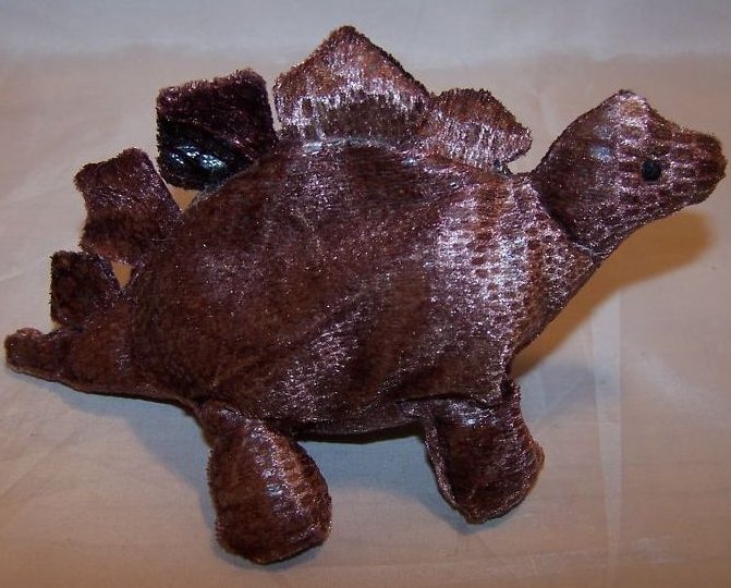 Image 1 of Brown Scaly Stegosaurus Dinosaur Beanie Stuffed Plush