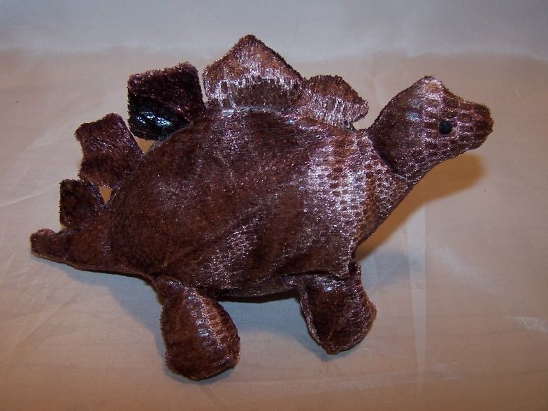 Image 2 of Brown Scaly Stegosaurus Dinosaur Beanie Stuffed Plush