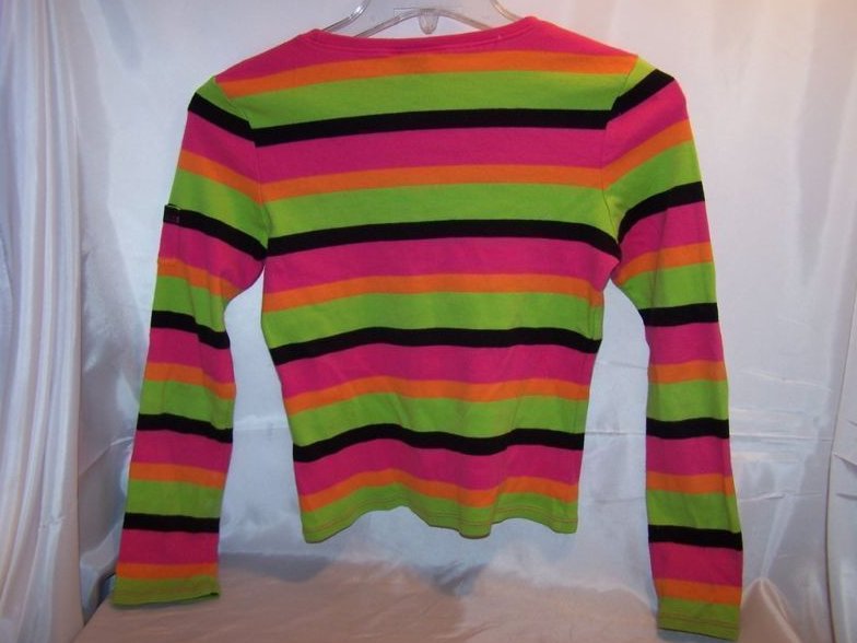 Image 1 of Sz 12 Girls Long Sleeved Striped Shirt, Copper Key