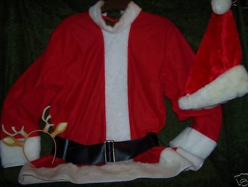 Image 0 of Santa Costume w Shirt, Belt, Hat, Bonus