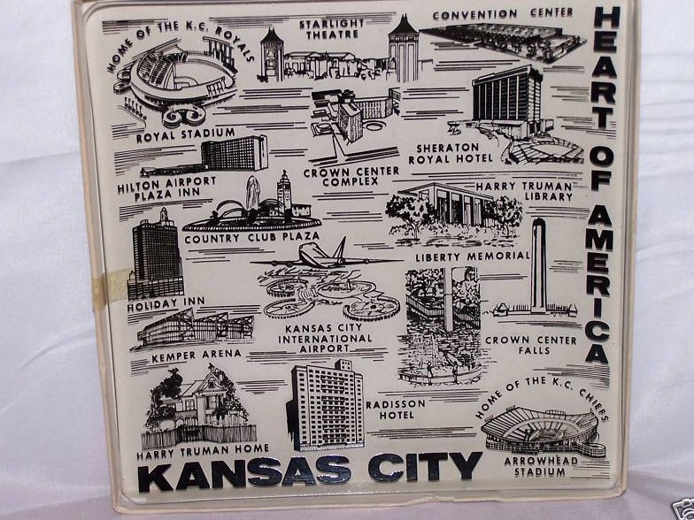 Image 0 of Kansas City Clear Glass Souvenir Plate, Royals Chiefs