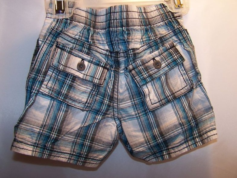 Image 1 of New Sz 0-3 MO Months Blue Plaid Shorts