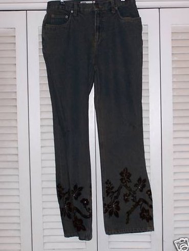 Bootcut Jeans w Velvet, Rhinestones, Juniors Sz 10