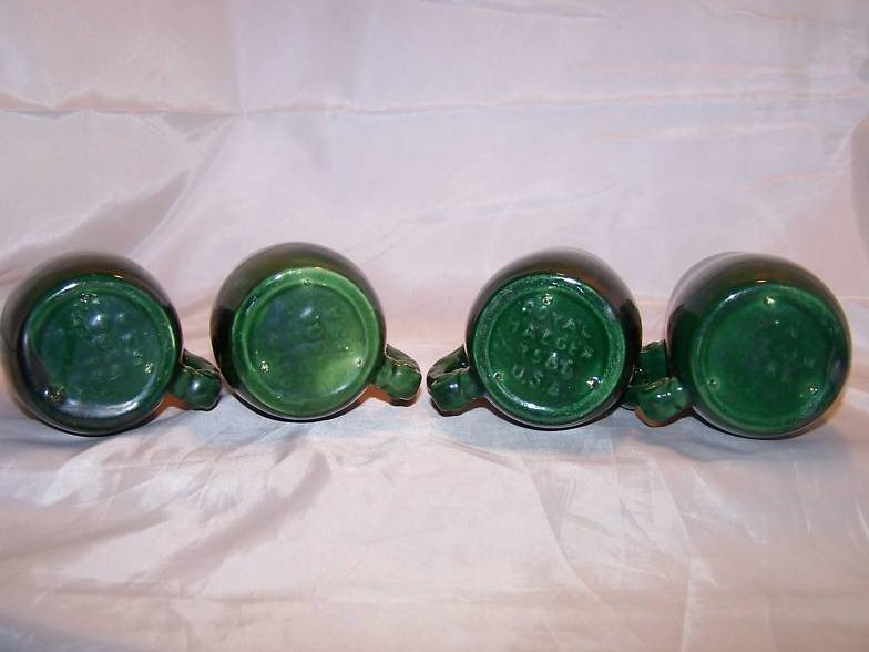 Image 4 of Haeger Green and Blue Drip Glaze Coffee Cups, 4 Cups