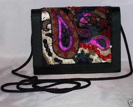 Image 0 of Mint Paisley Beaded Evening Purse Clutch Bag Handbag 