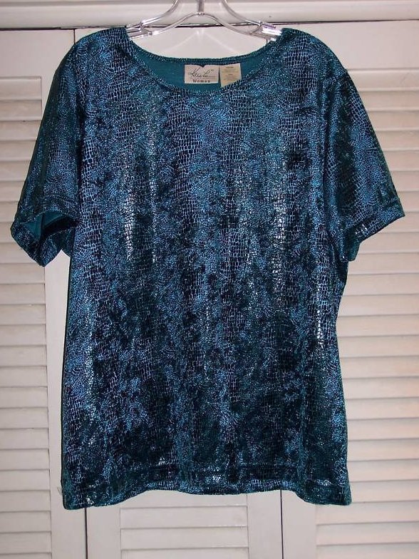 Image 0 of Sz 18W,20W Blue Snakeskin Shirt, Kathie Lee