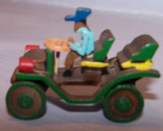 Miniature Handmade Wooden Car, Driver, Vintage