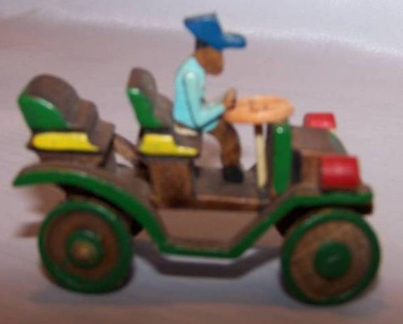 Image 2 of Miniature Handmade Wooden Car, Driver, Vintage