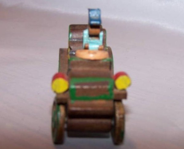 Image 3 of Miniature Handmade Wooden Car, Driver, Vintage